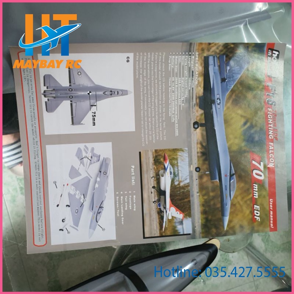 Máy bay điều khiển phản lực F16 Fighting Falcon EDF 70mm 12 lá PNP.