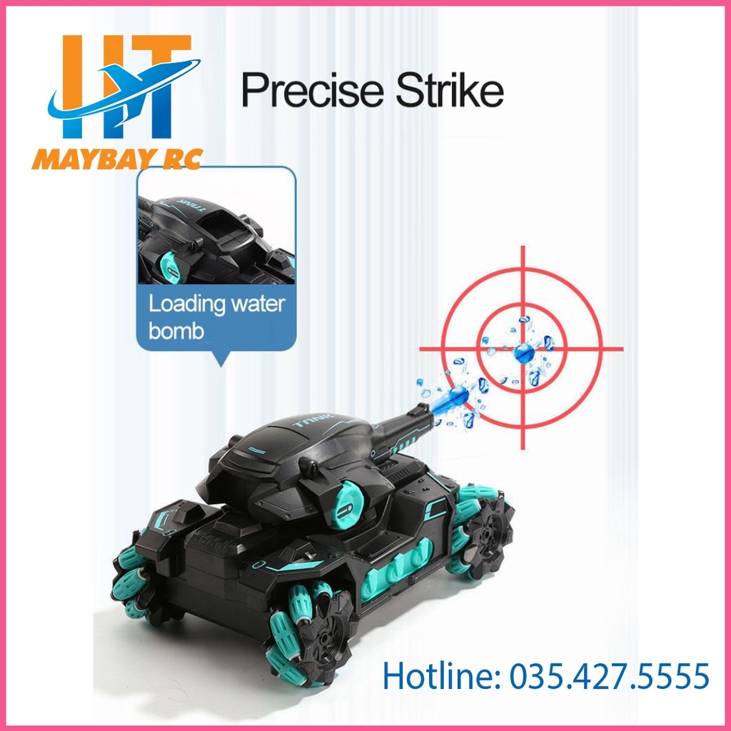 Xe Tăng Điều Khiển Từ Xa Bằng Cảm Biến Đeo Tay Và Remote 2.4Ghz Tank Fight, Xoay 360 Độ, Bắn Đạn Nước