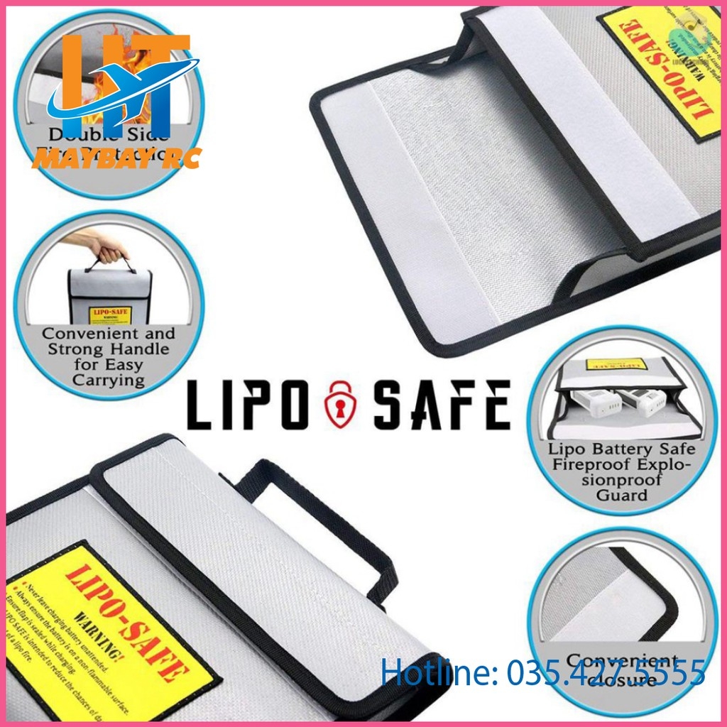 Túi Đựng Pin Lipo Chống Cháy Chịu Nhiệt 240x180 X 65mm