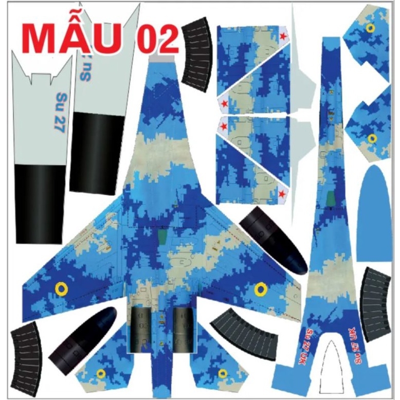 Decal máy bay su27, su37 sải cánh 90cm