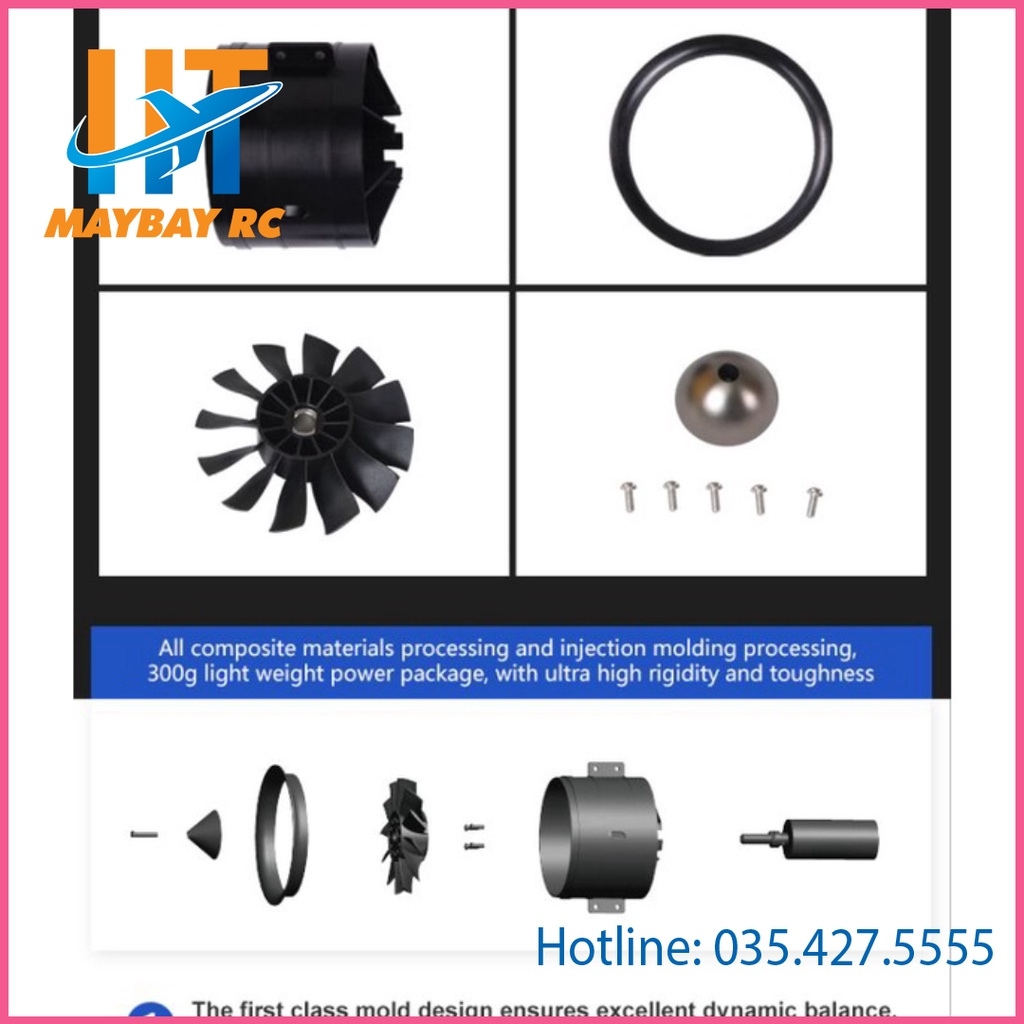 Combo động cơ fan 80mm fms lực 3.5kg cho máy bay điều khiển