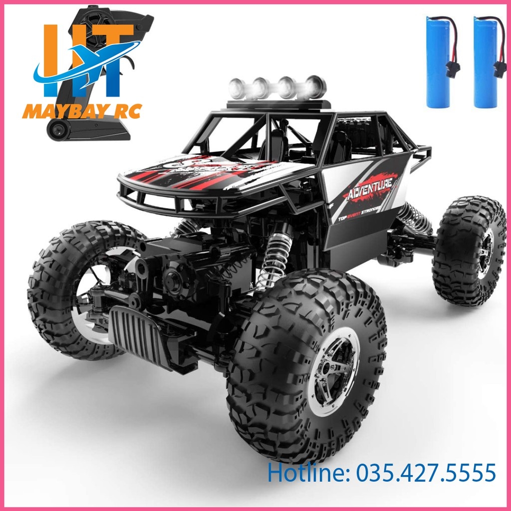 Mô hình xe đua địa hình 4WD điều khiển từ xa động cơ kép vỏ kim loại bánh xích đá tần số 2.4GHz tỉ lệ 1:16 dà