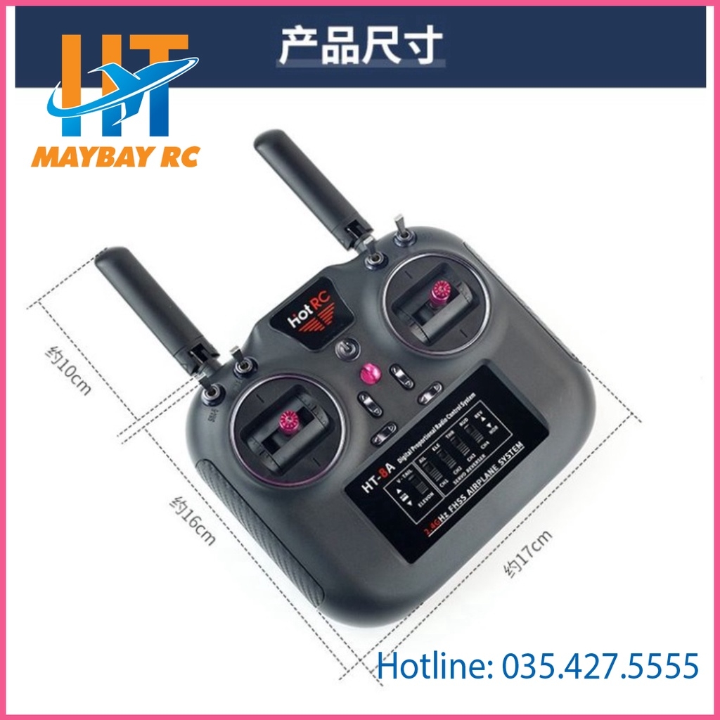 Bộ điều khiển tx,rx Hotrc HT - 8A 2.4g cho máy bay su27