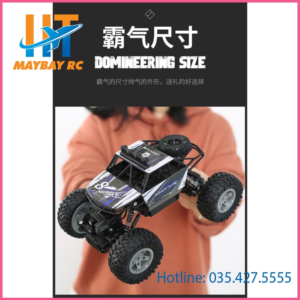 Mô hình xe đua địa hình 4WD điều khiển từ xa động cơ kép vỏ kim loại bánh xích đá tần số 2.4GHz tỉ lệ 1:16 dà