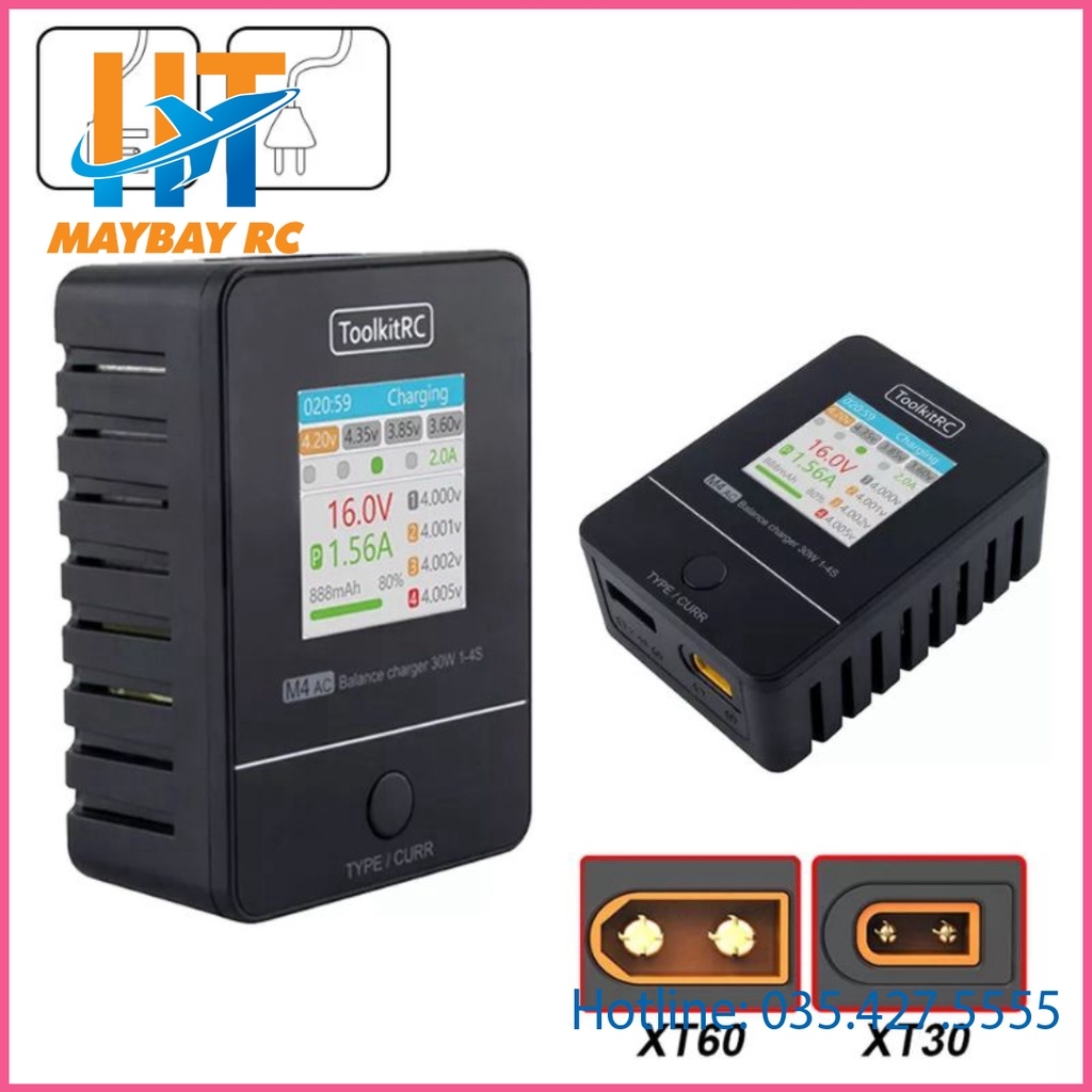 Bộ sạc pin thông minh Tootkitrc M4AC 30W 2.5A sạc cân băng