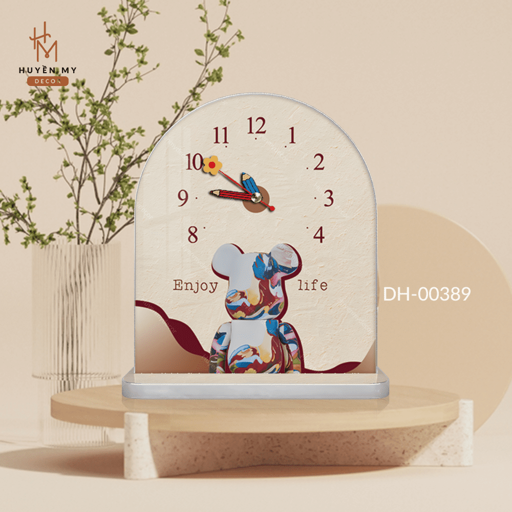 Tranh Đồng Hồ Bowny Clock Để Bàn Nhỏ Dễ Thương; Decor Góc Học Tập; Góc Làm Việc; Quà Tặng Độc Đáo Huyền My Decor DH-00389