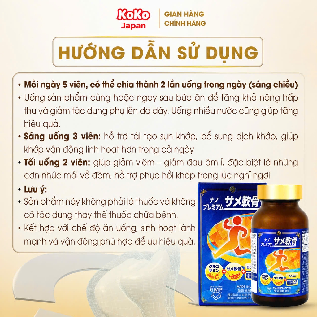 Viên uống hỗ trợ Xương Khớp NANO PREMIUM SHARK CARTILAGE 150 viên