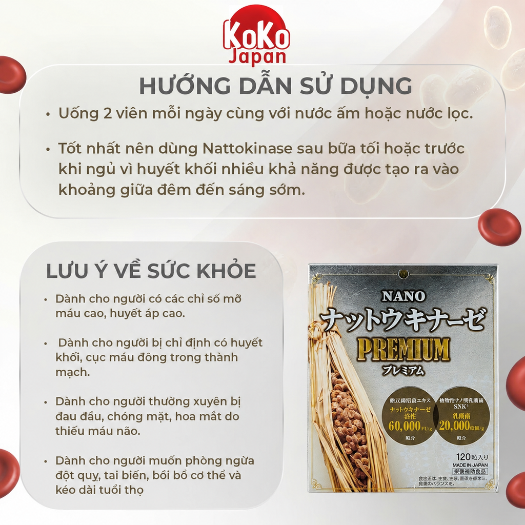 Thực phẩm bảo vệ sức khỏe NANO NATTOKINASE PREMIUM