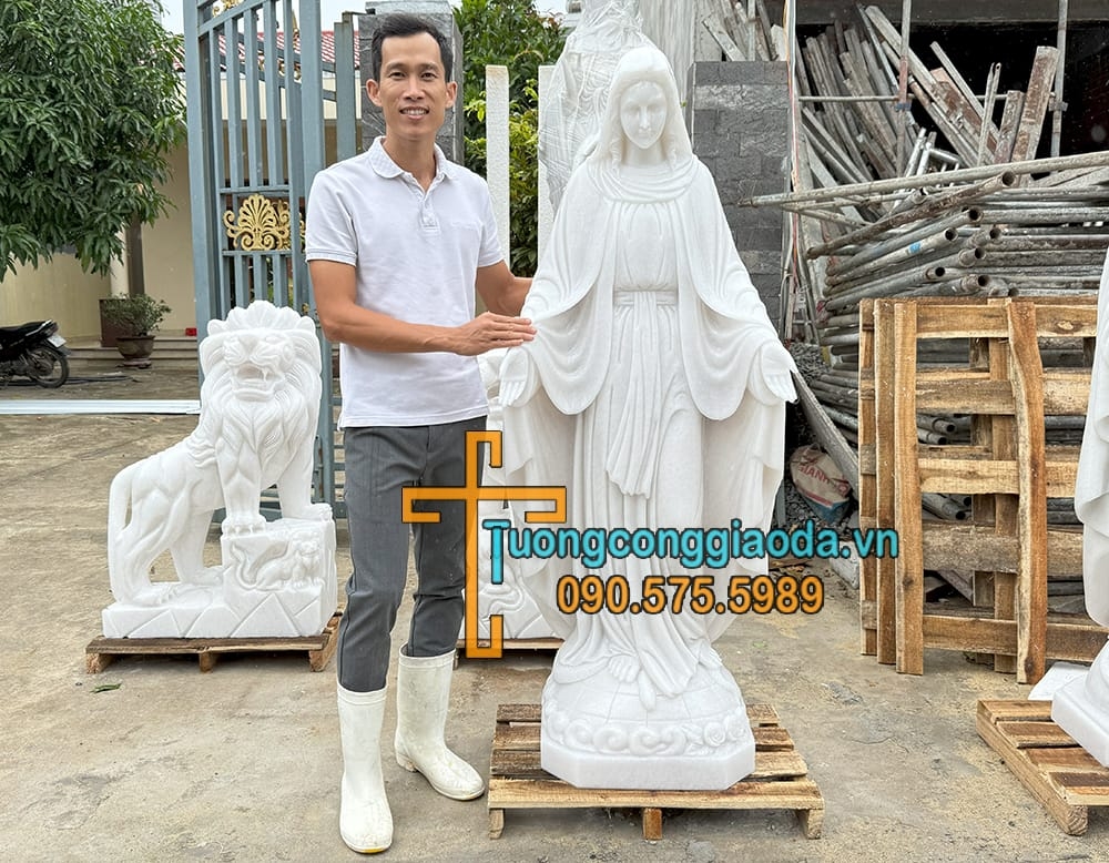 Tượng Ban Ơn Bằng Đá Trắng Đẹp Cao 1m5 Tại Bình Thuận