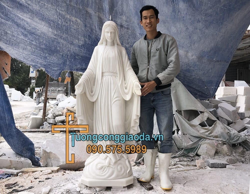 Tượng Ban Ơn Bằng Đá Trắng Đẹp Cao 1m5 Về Bảo Lộc