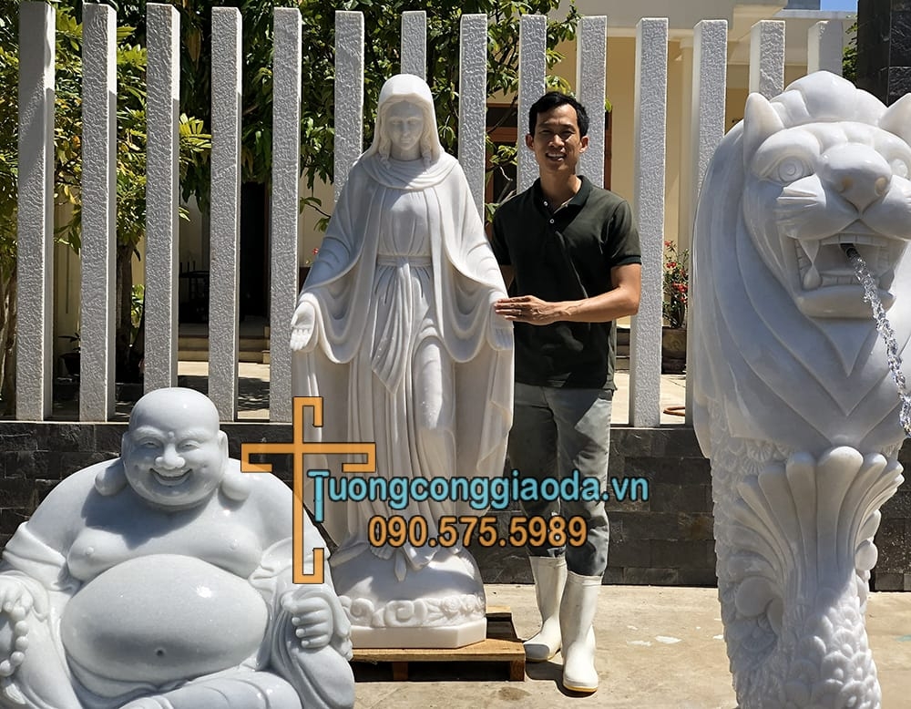 Tượng Đức Mẹ Ban Ơn Bằng Đá Nguyên Khối Đẹp