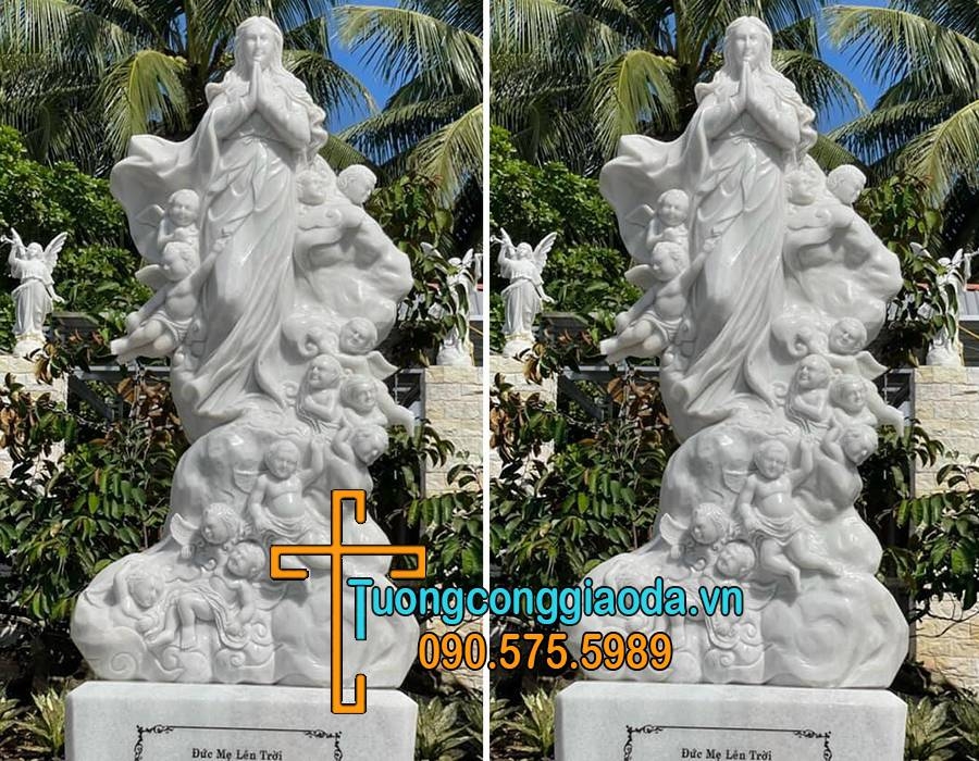 Tượng đức mẹ vô nhiễm nguyên tội bằng đá trắng đẹp