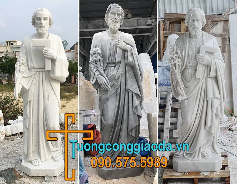 Tượng thánh giuse bằng đá trắng non nước đẹp