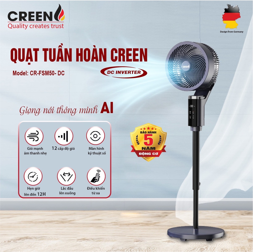 Quạt tuần hoàn thông minh CREEN CR-FSM50-DC