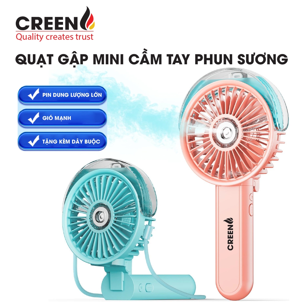 Quạt gập mini phun sương cầm tay CREEN CR-S5