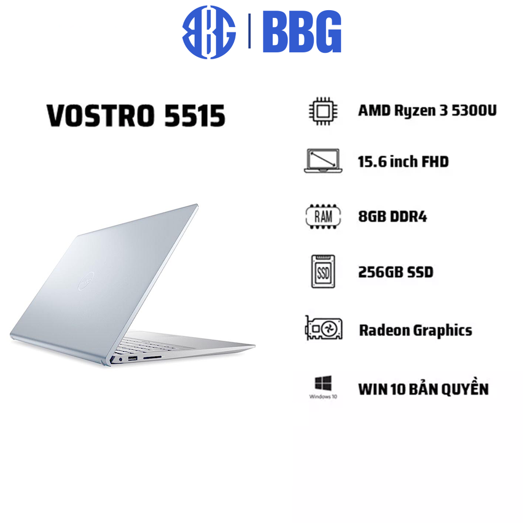 Máy tính xách tay Dell Vostro 5515 (R3 5300U, 8GB, 256GB SSD, AMD Radeon Graphics, 15.6