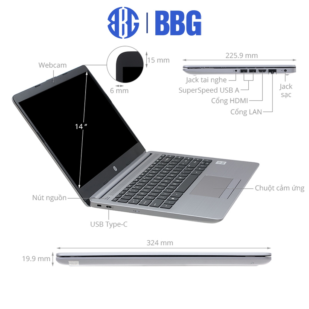 Máy tính xách tay Laptop HP 240 G8 (Core i5-1135G7/4GD4/256GSSD/14.0FHD/3C41WHr/BẠC/W10SL)