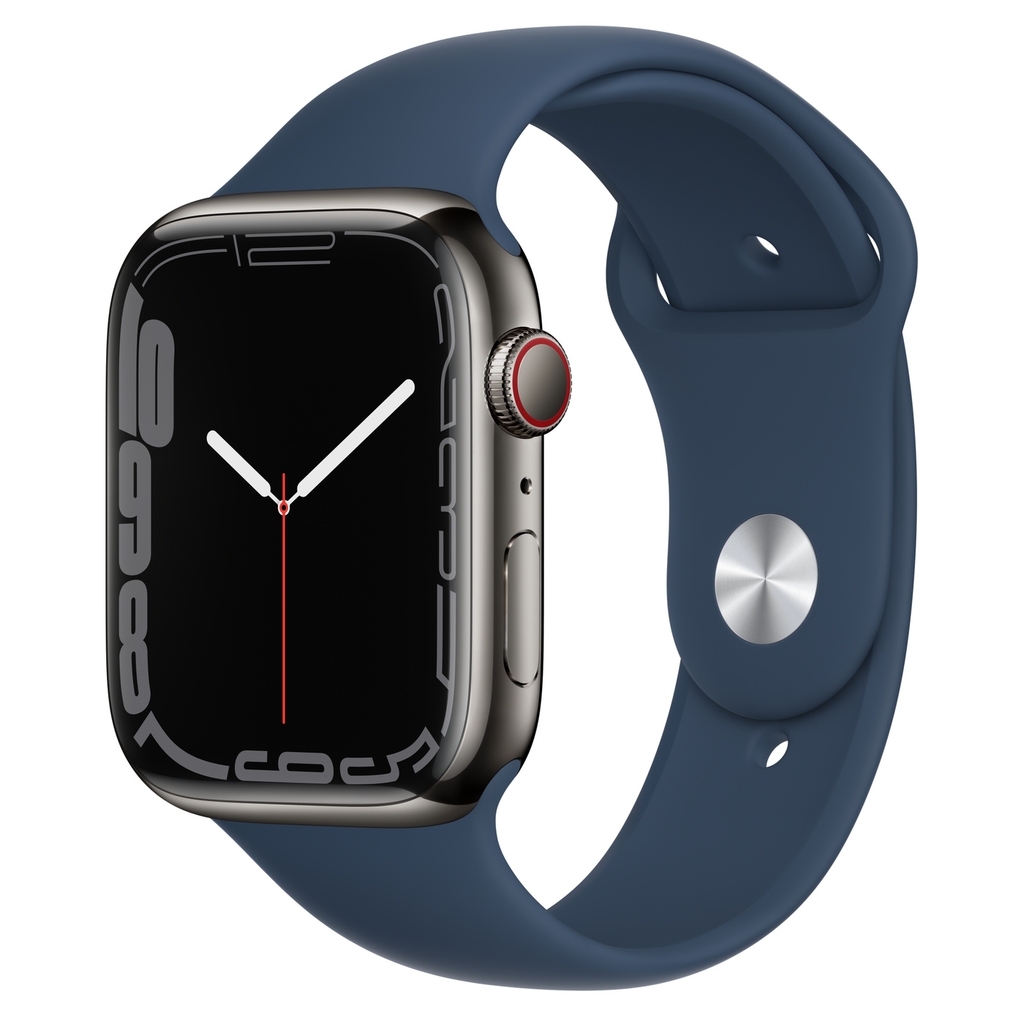 Đồng hồ thông minh Vỏ thép Đen không gỉ, dây thể thao Apple Watch Series 7 GPS+Cellular