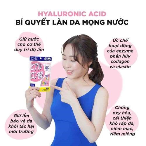 Viên uống DHC Hyaluronic Acid giúp giữ ẩm, cấp nước