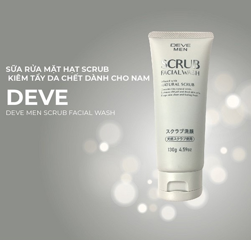 Sữa Rửa Mặt Làm Sạch, Tẩy Tế Bào Chết Cho Nam Deve Men Scrub Facial Wash (130g)