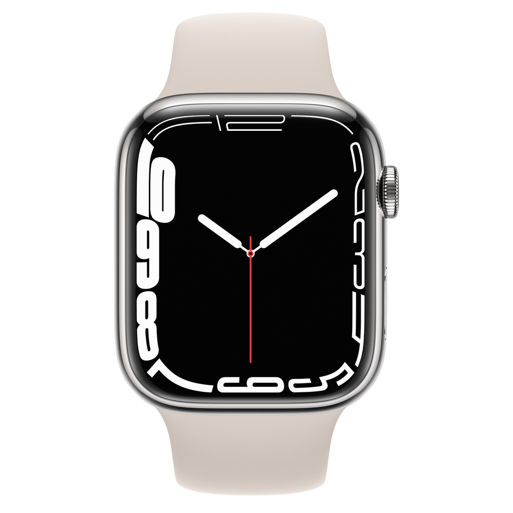 Đồng hồ thông minh Vỏ thép Bạc không gỉ, dây thể thao Apple Watch Series 7 GPS+Cellular