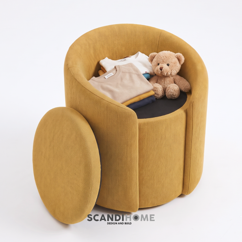 DONE, Ghế đôn, ghế trang điểm SOF_002 Scandi Home, 52x52x58cm, ghế có hộc lưu trữ tiện dụng