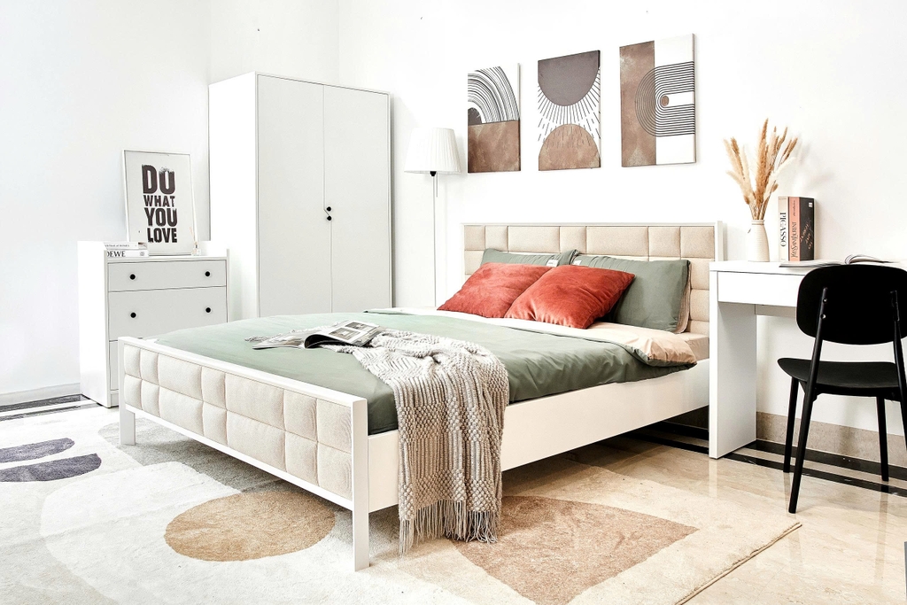 MEETU, Giường ngủ phong cách Bắc Âu, 1m6 BED_200, 210x165x45