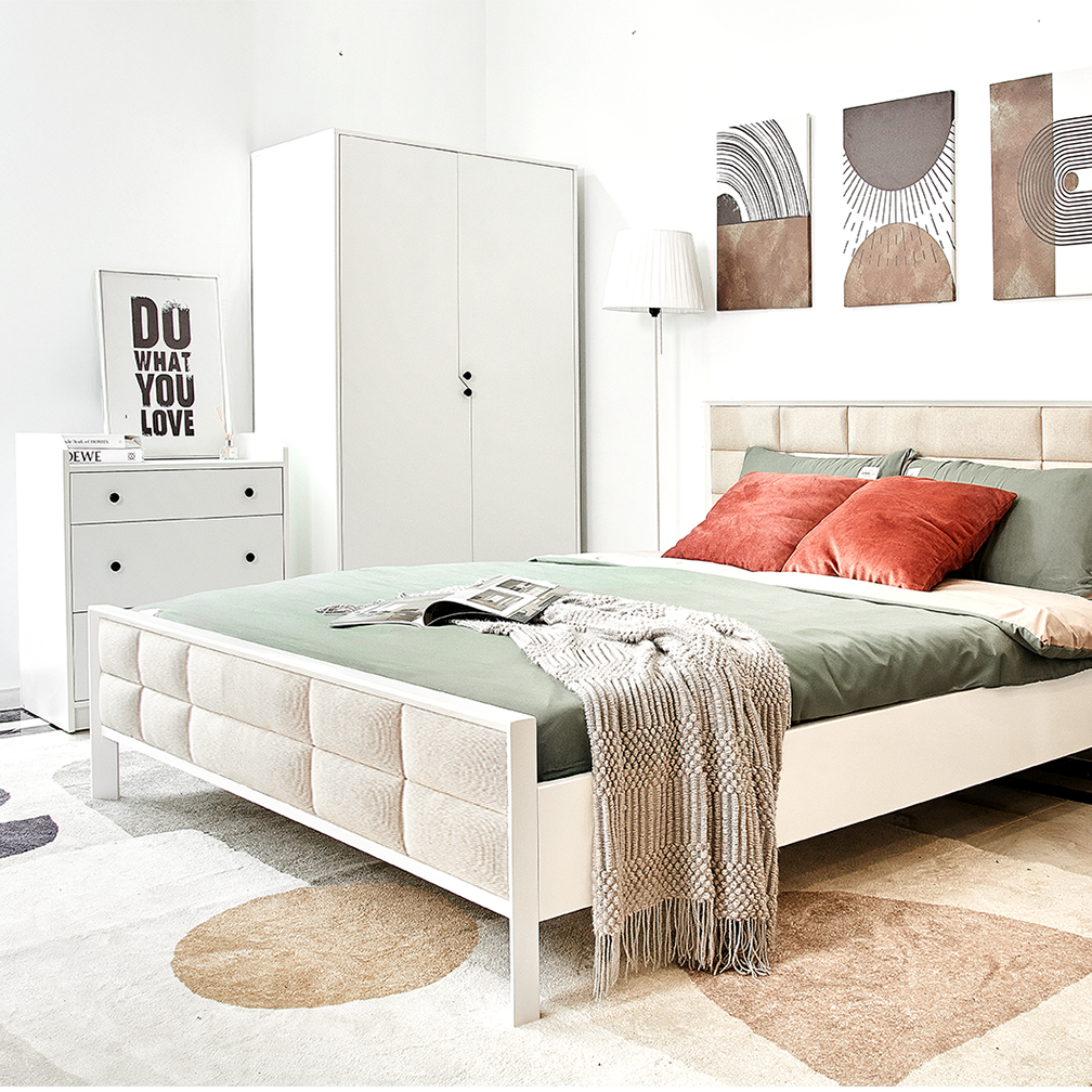 MEETU, Giường ngủ phong cách Bắc Âu, 1m6 BED_200, 210x165x45