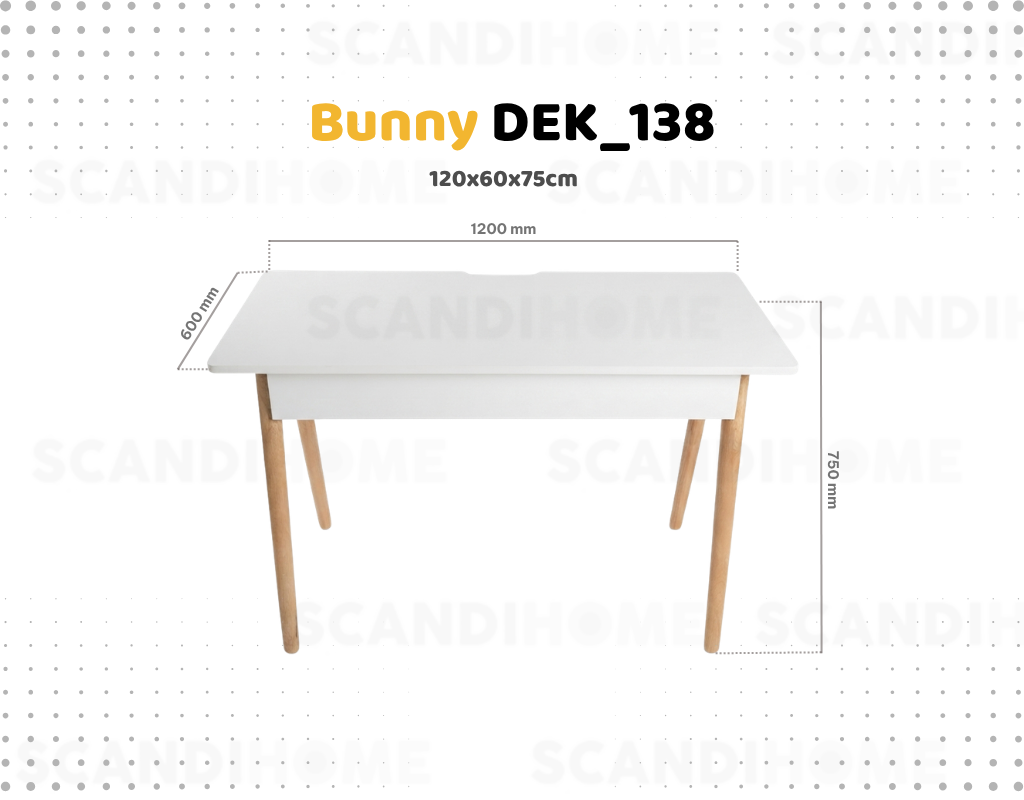 BUNNY, Bàn làm việc DEK_138, 120x60x75cm, Bàn trang điểm Scandi Home