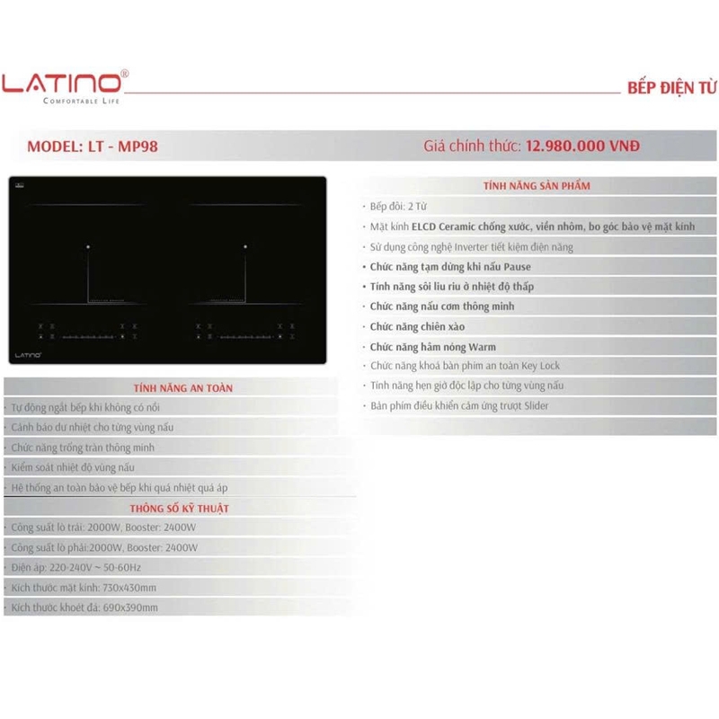 Bếp Từ Đôi Latino LT MP98