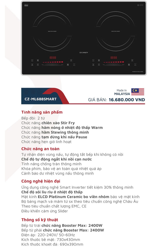 Bếp Từ Canzy CZ ML688Smart