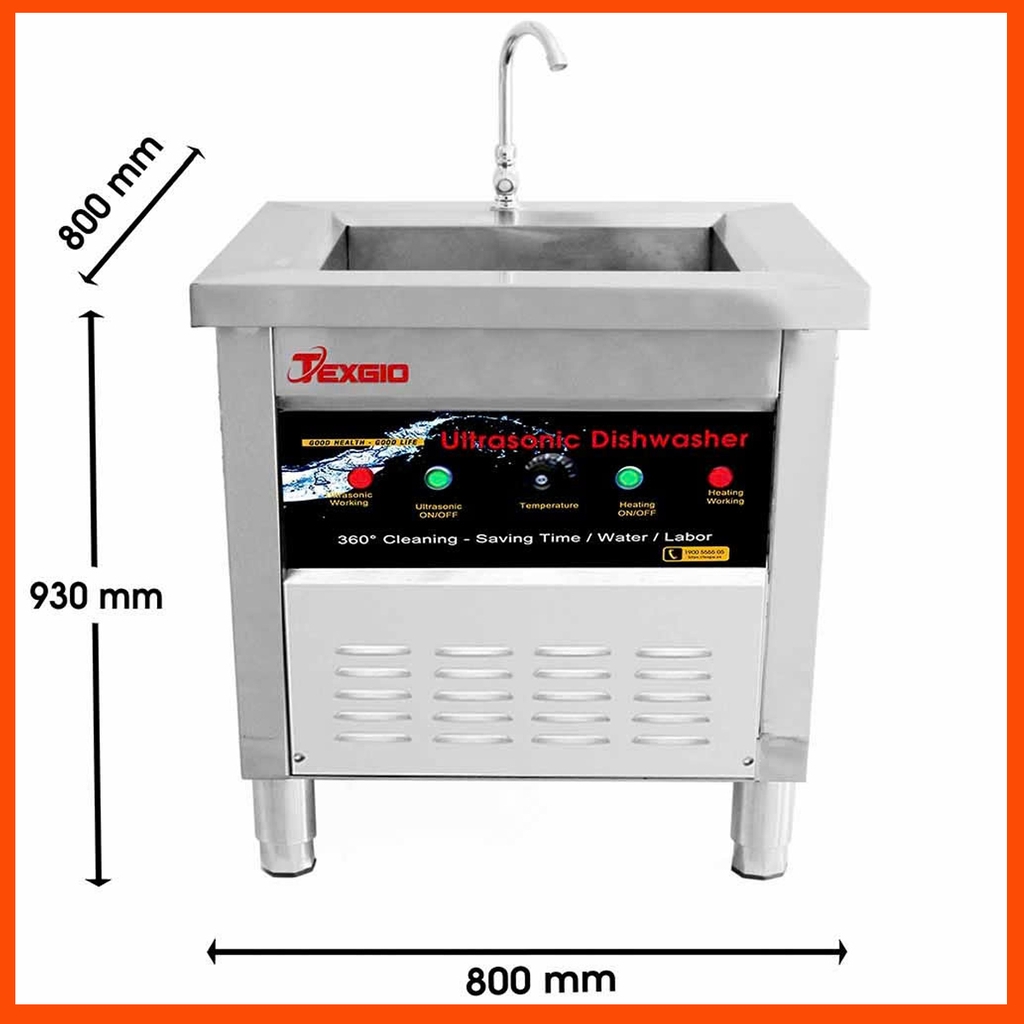 Máy Rửa Bát Texgio TGU 800SS – Công Nghệ Siêu Âm 28kHz, Thiết Kế Inox 304