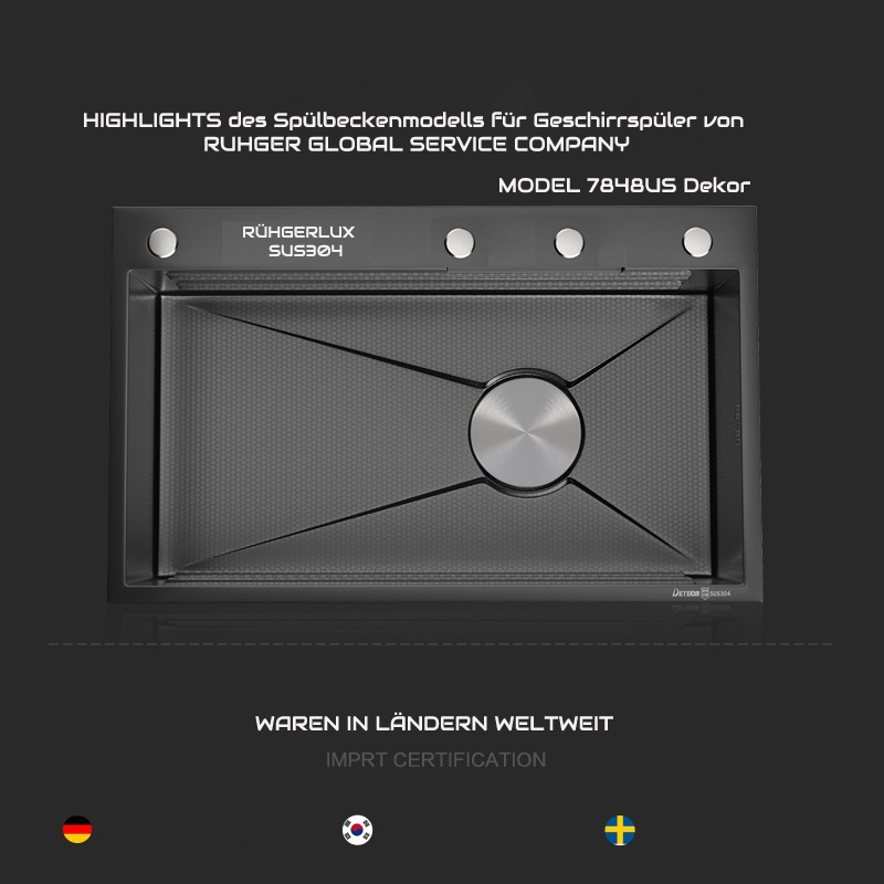 Chậu Rửa Bát 1 Hố Chống Xước RG7848SU DEKOR Loại 1
