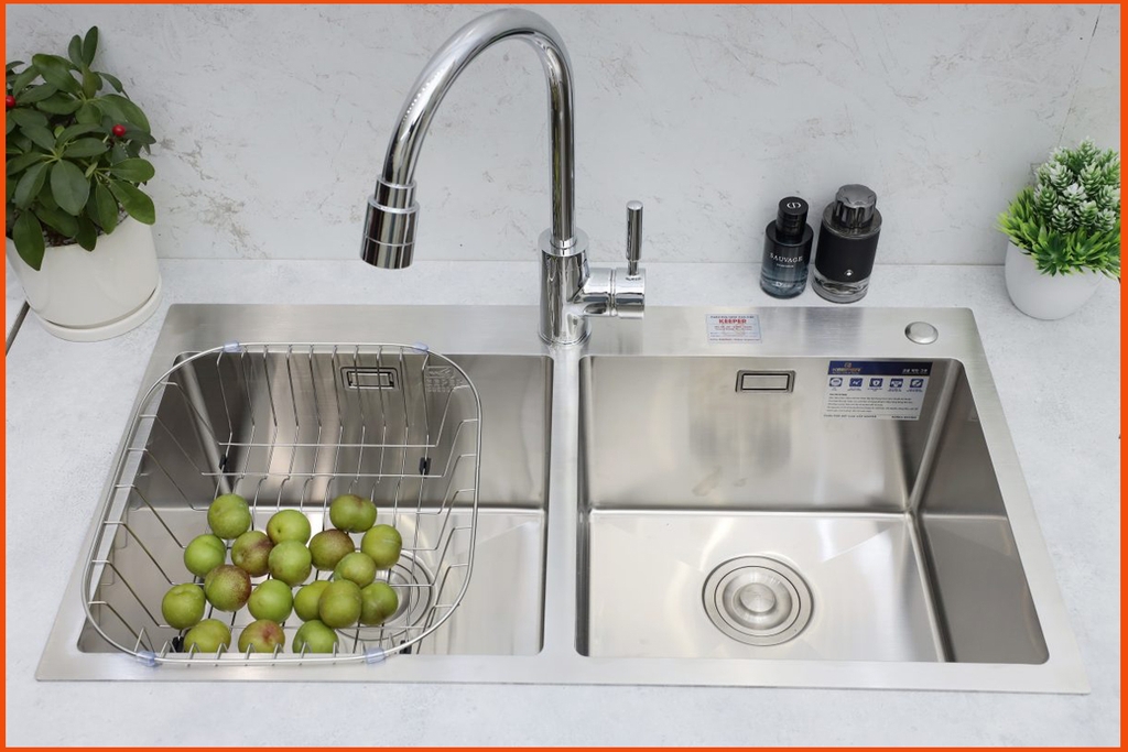 KP – CR02 – 8245C – Chậu Rửa Bát 2 Hố SUS304 Cao Cấp, Thiết Kế Hiện Đại