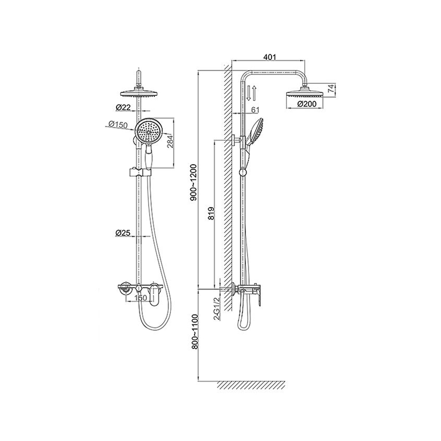 Vòi Sen Tắm Đứng DK1253701B06