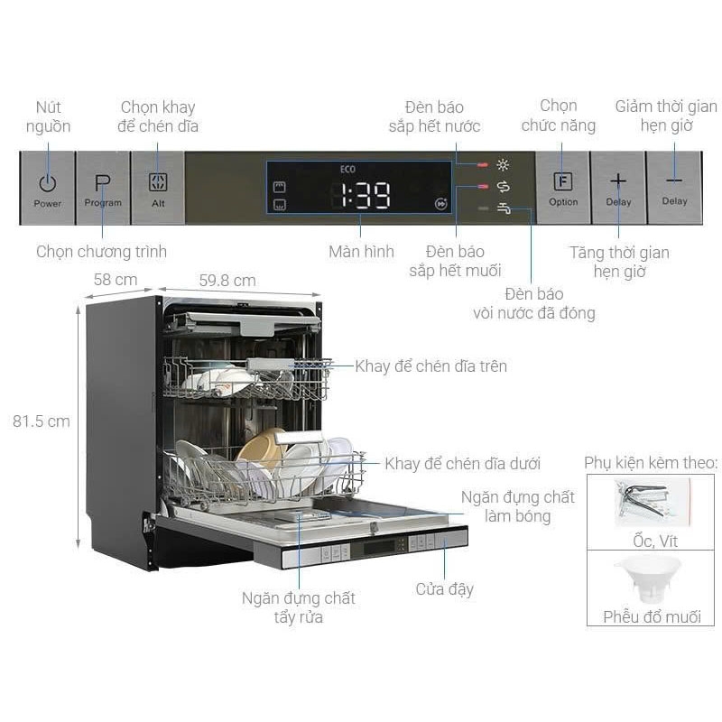 Máy Rửa Bát Hafele HDW-SI60AB 538.21.320