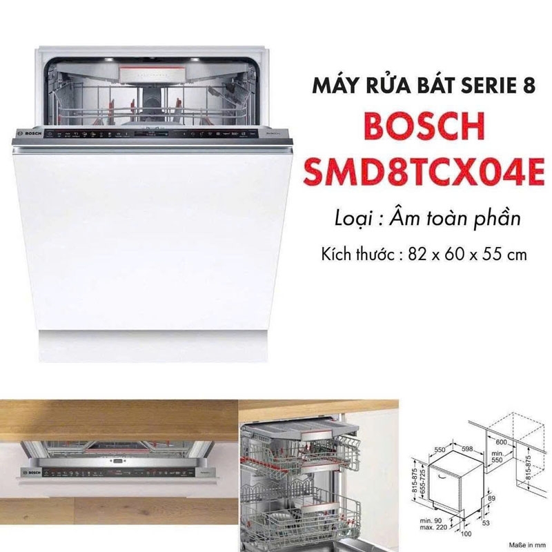 Máy Rửa Bát Bosch SMD8TCX04E Serie 8