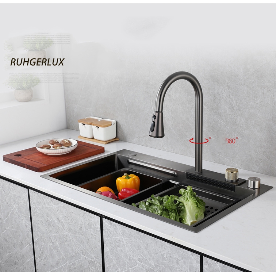 Chậu Rửa Bát Chống Xước Kèm Vòi Rửa Thác RG7546SU DEKOR Loại 1