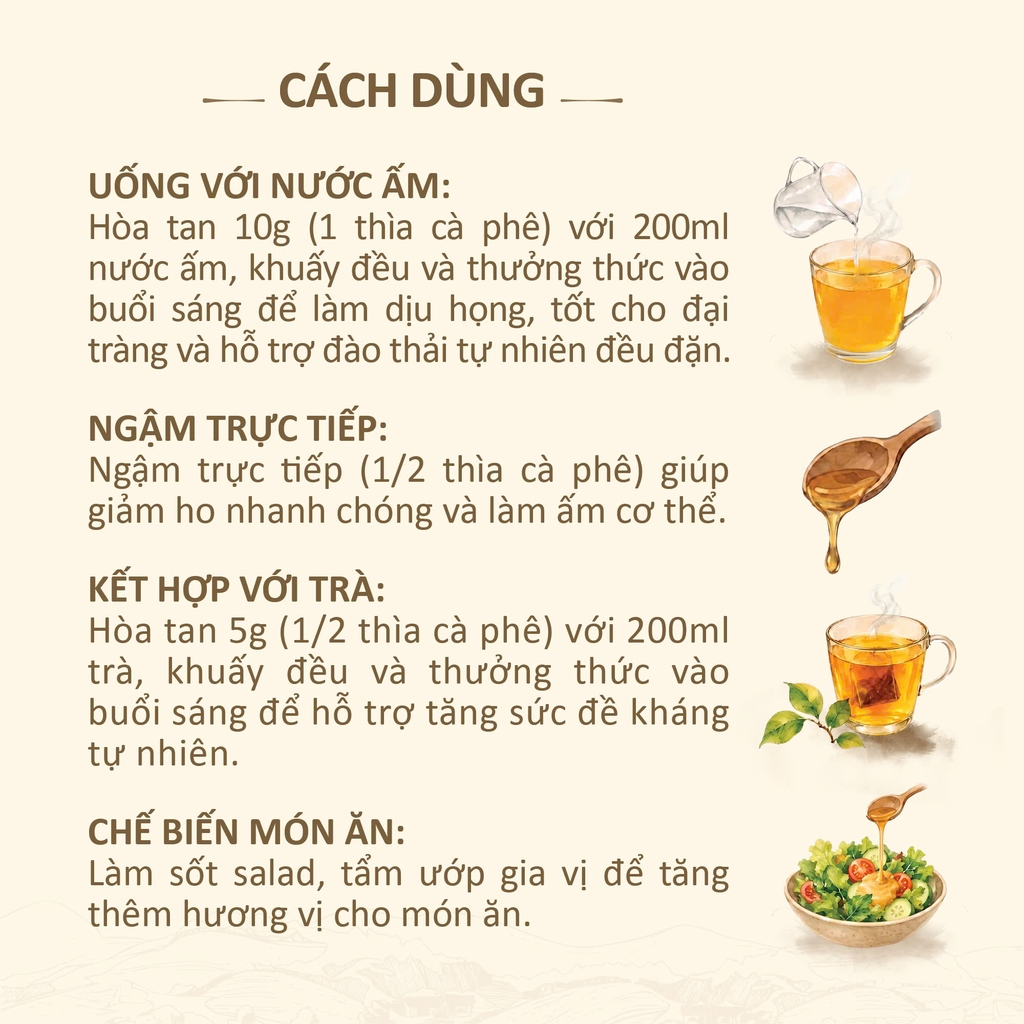 Có 4 cách sử dụng Mật Mơ Gừng để bạn chọn theo sở thích.