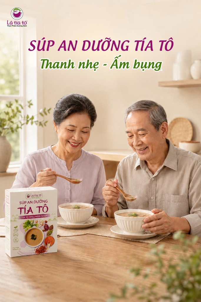 Súp an dưỡng Tía Tô là món ăn được các cô chú lớn tuổi yêu thích.