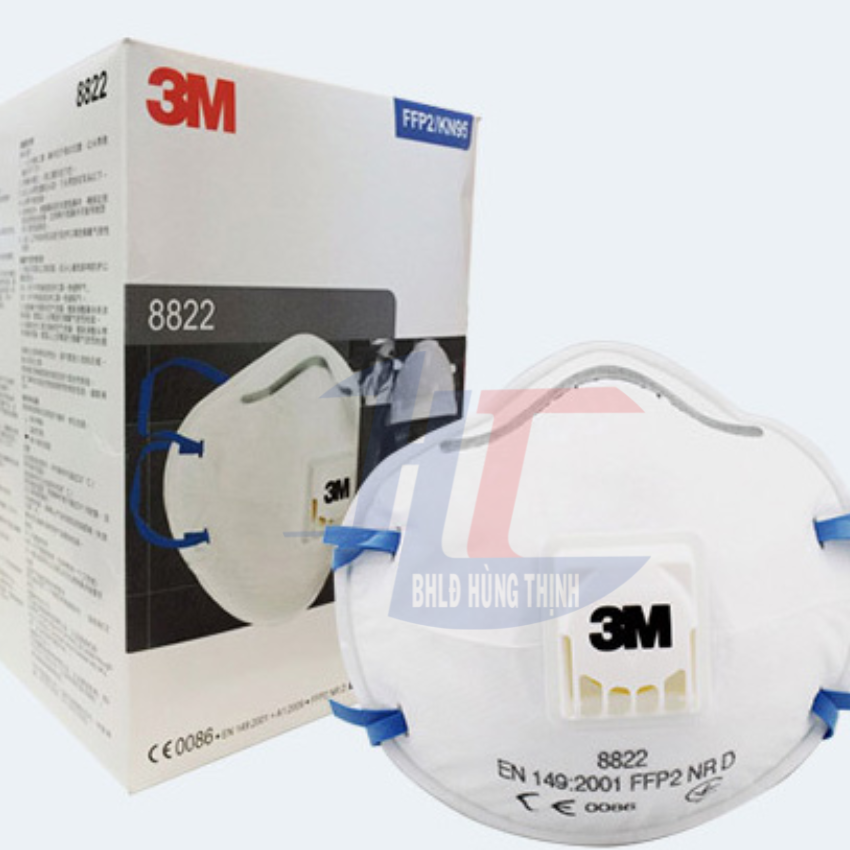 Khẩu trang 3M 8822 P2 Lọc ít nhất 94% Bụi min, Vi Khuẩn, Viruss