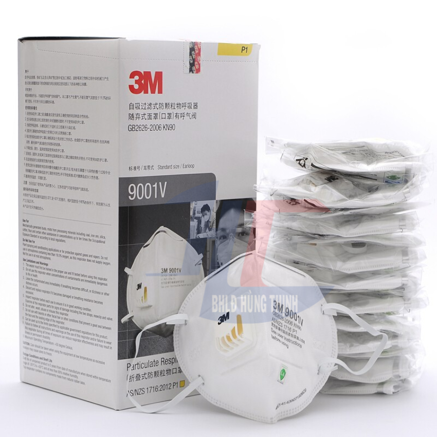 Khẩu trang 3M 9001V P1 Lọc ít nhất 80% Bụi Mịn ,Vi Khuẩn, Viruss