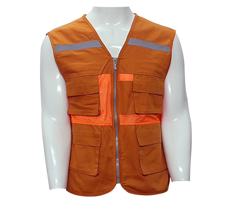ÁO GILE 4 TÚI HỘP VẢI + LƯỚI - MÀU CAM