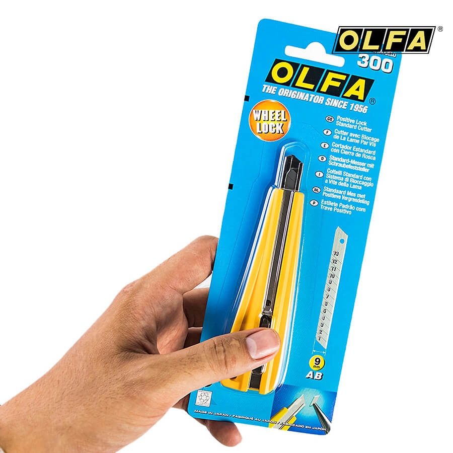 Dao cắt kỹ thuật cầm tay OLFA 300 | Có Khóa Bánh Xe | Khóa Bánh Răng