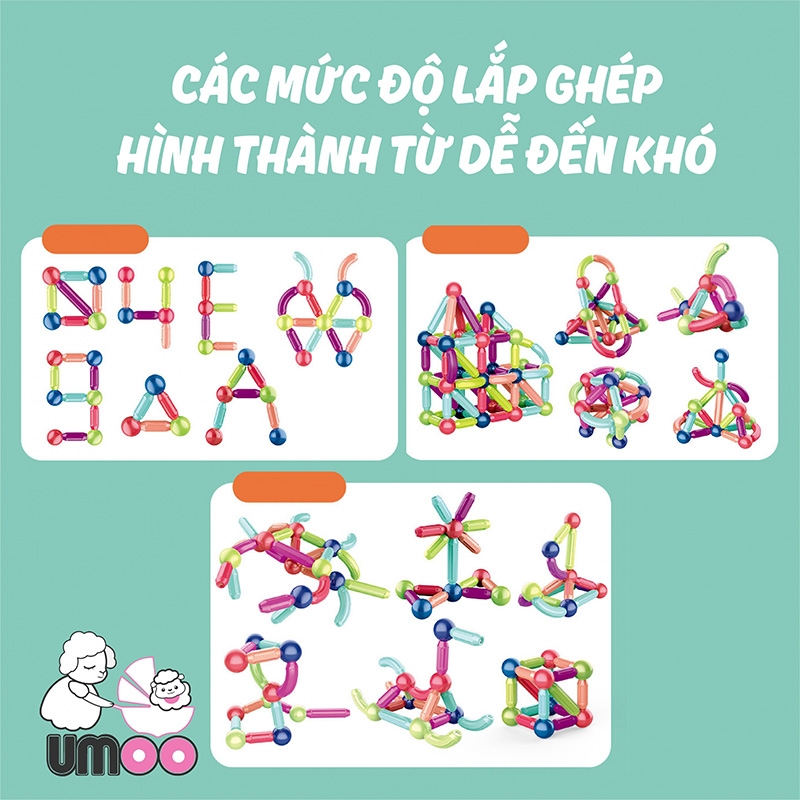 Bộ xếp hình nam châm từ tính 42 chi tiết