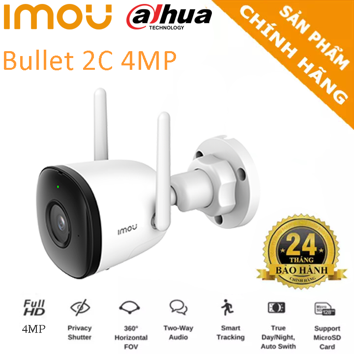 Camera không dây ngoài trời IMOU IPC-F42P 4MP, cảnh báo chuyển động, hỗ trợ Wifi Hotspot