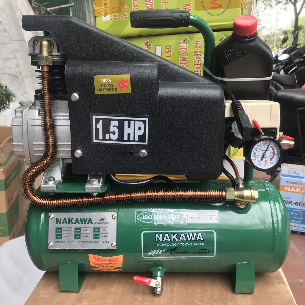 Máy Nén Khí Có Dầu Liền Trục Nakawa 1.5HP 12L NK-4212