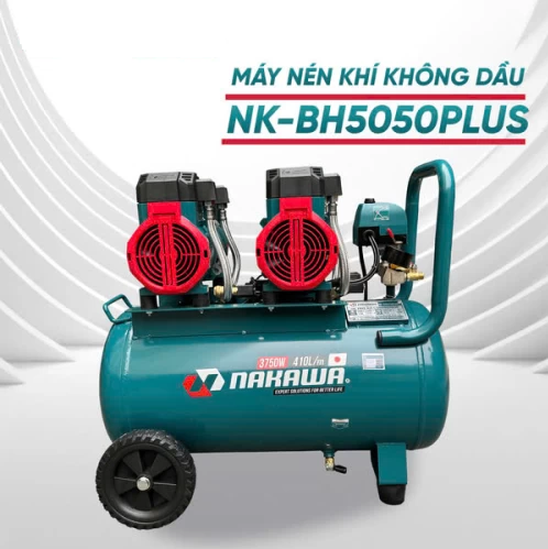 Máy nén khí không dầu tốc nhanh siêu êm 3750W NAKAWA NKBH5050PLUS 50L