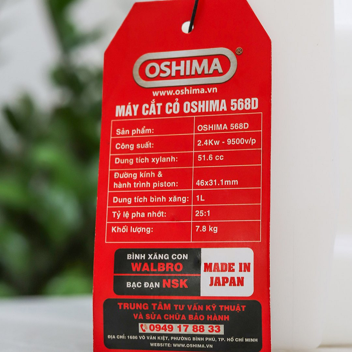 Máy cắt cỏ chạy xăng 2 thì 2.3KW OSHIMA 568D