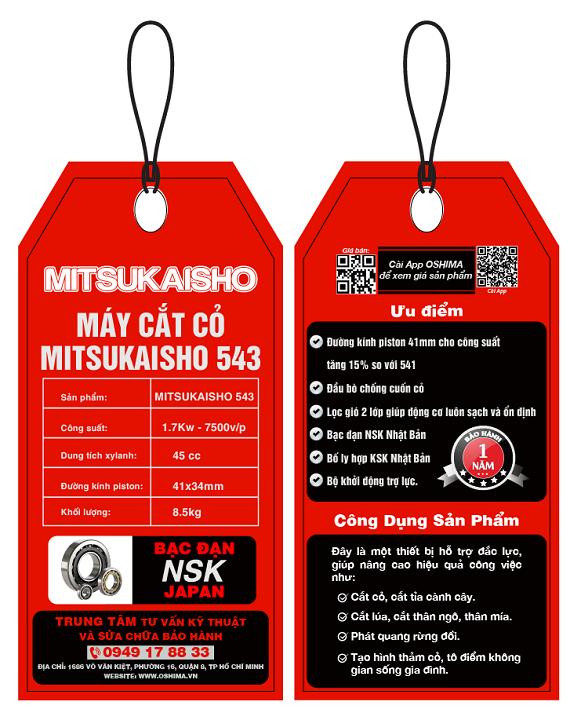 Máy cắt cỏ chạy xăng 2 thì 1.7KW MITSUKAISHO 543
